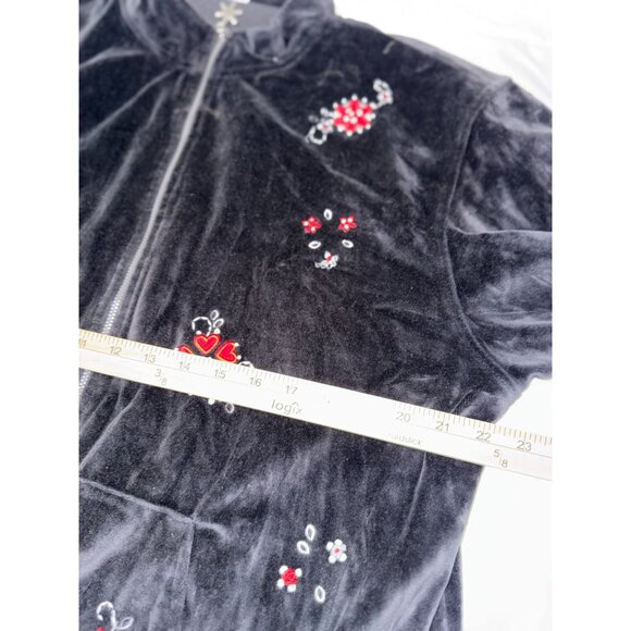 Alfred Dunner Black Floral Embroidered Zip-Up Jacket Womens Size 16 Cotton/Polye - Picture 3 of 7